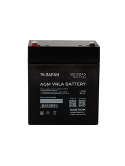 АКБ БАСТИОН RAPAN SB 12045 AGM 12V 4,5Ач I зар.1,35А, клемма F1 нож, гарантия 1 год (9162)