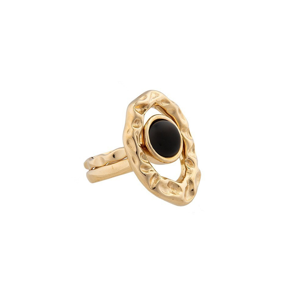 Кольцо Possebon двойное Black Agate 18.5 мм K7158.4/18.5 BW/G