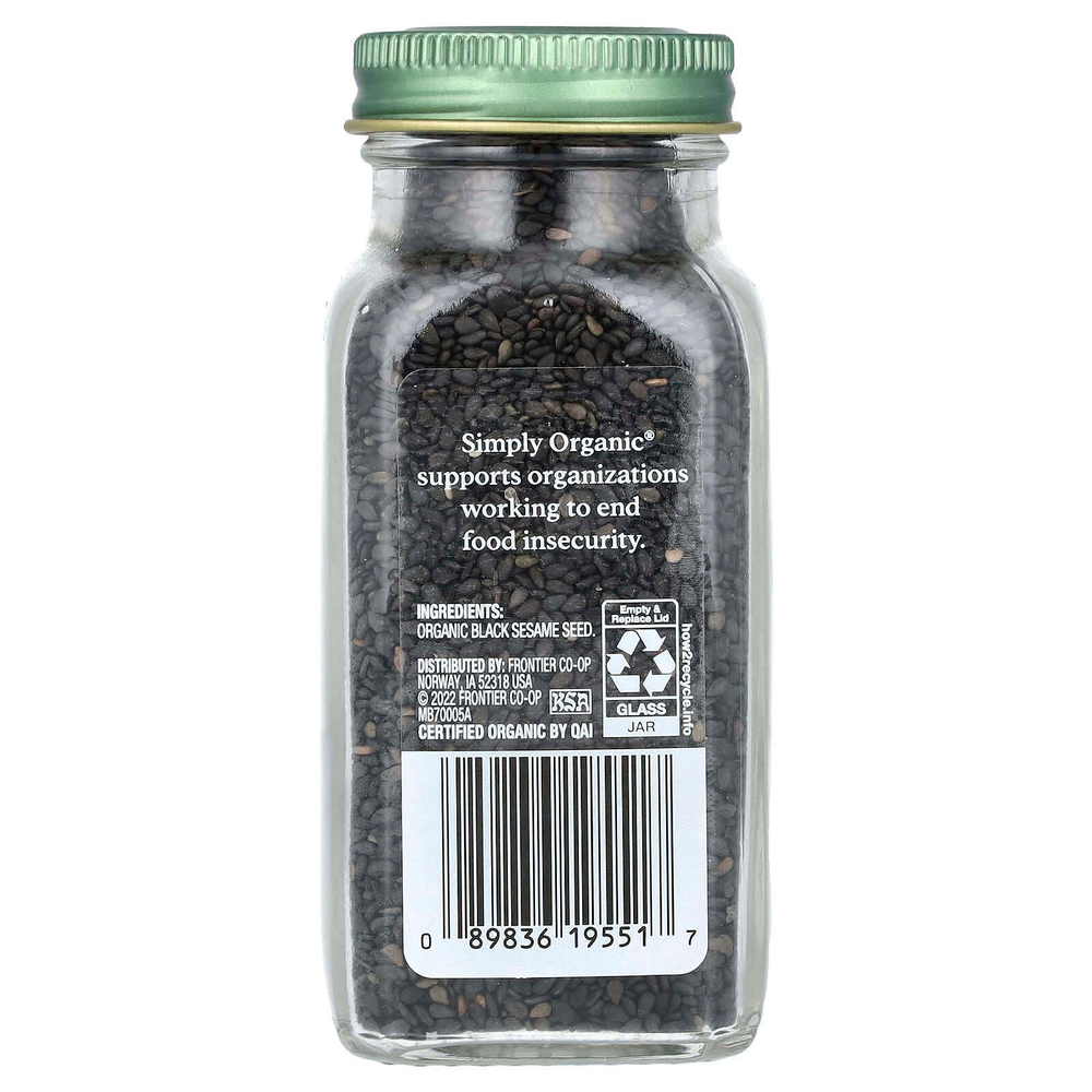 Simply Organic, Органическое, черное семя кунжута, 3,28 унции (93 г)