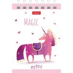 Блокнот МАЛЫЙ ФОРМАТ (75х105 мм) А7, 40 л., гребень, тонированный блок, без линовки, HATBER "Единорожки", 40Б7Вгр