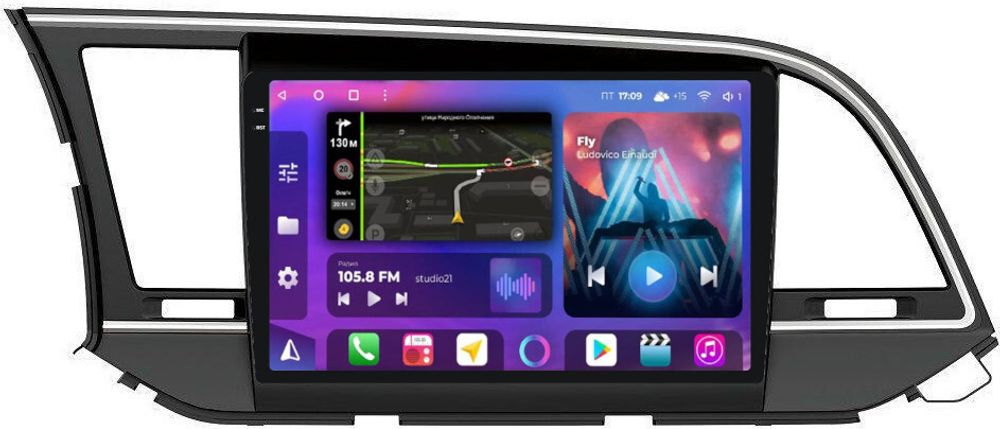Магнитола для Hyundai Elantra 2016-2018 - FarCar XXL581M QLED+2K, Android 12, ТОП процессор, 8Гб+256Гб, CarPlay, 4G SIM-слот