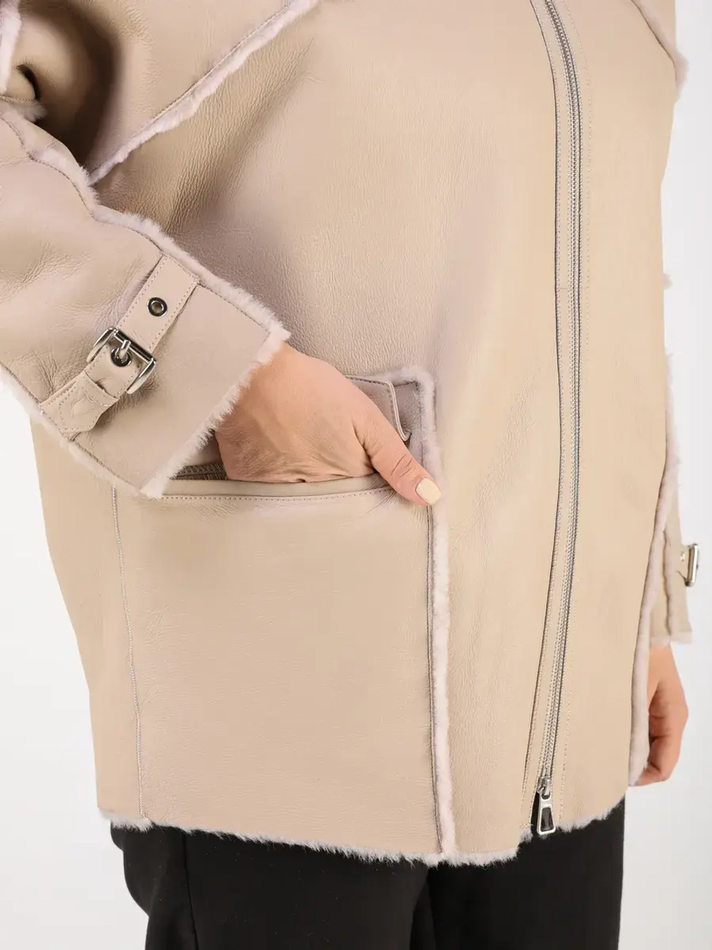 Дубленка зимняя натуральная оверсайз больших размеров