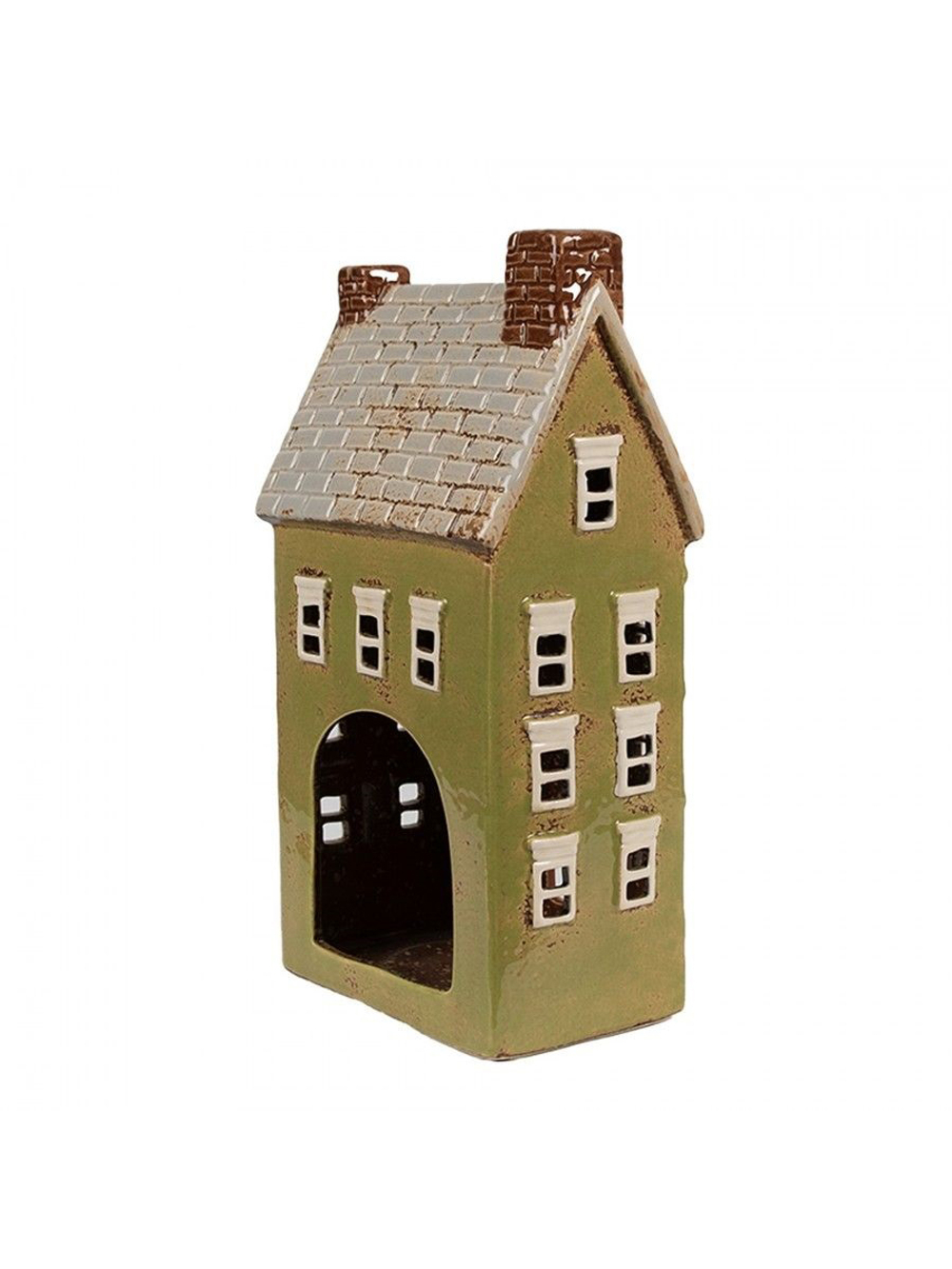 Подсвечник "Зеленый домик" 14x10x26 см Clayre & Eef