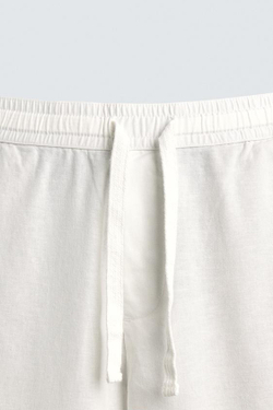 ZARA БРЮКИ RELAXED FIT ИЗ СМЕСИ ХЛОПКА, ЖЕЛТОВАТО-БЕЛЫЙ