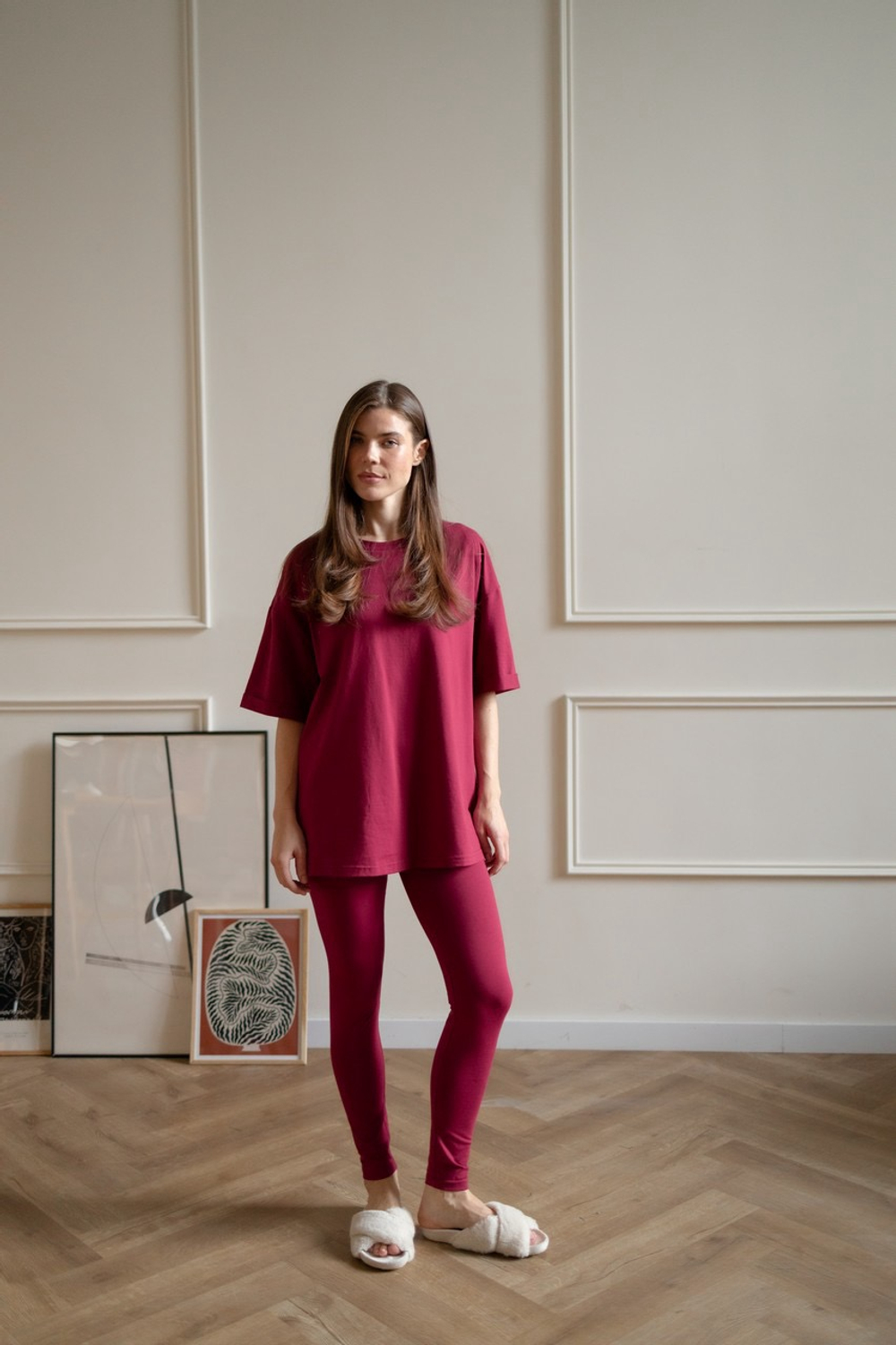 Легинсы с мягким поясом, Винный