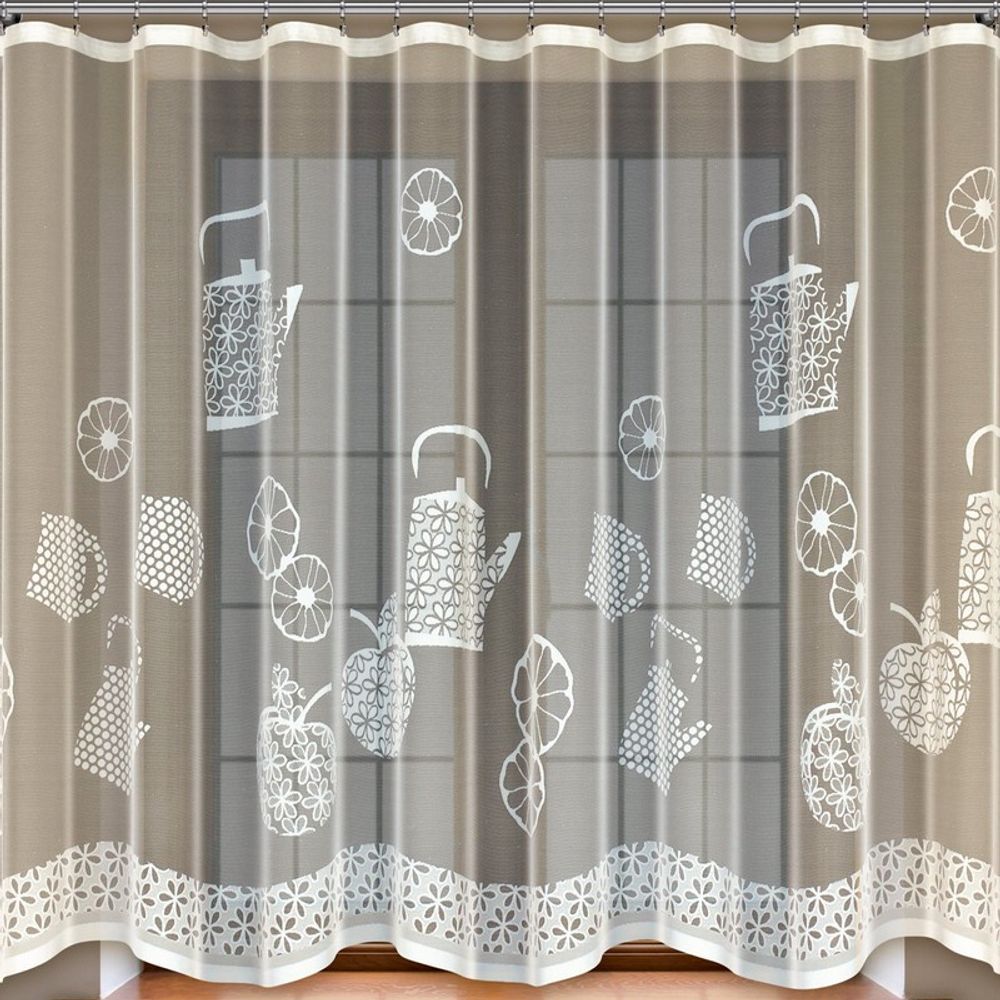 Занавеска "Ф. ВЕСЁЛАЯ КУХНЯ" на шторной ленте, цвет кремовый, Польша. Занавеска "Ф. ВЕСЁЛАЯ КУХНЯ" на шторной ленте, цвет кремовый, Польша.