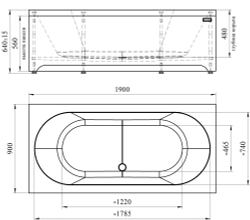 Акриловая ванна Radomir (Радомир) Вальс 190х90, с каркасом
