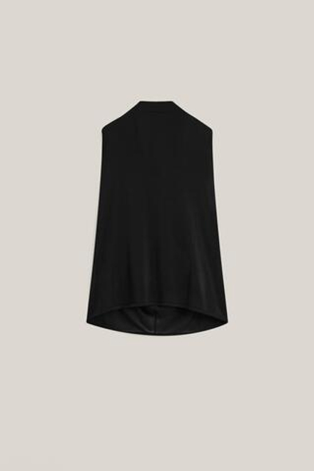 Massimo Dutti Блузка с V-образным вырезом из смесовой шелковой ткани - Limited Edition, черный