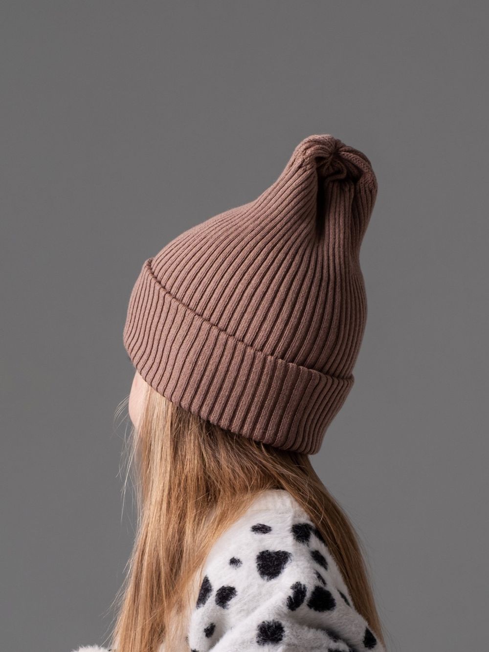 Шапка вязаная-резинка хлопковая (Кофейный) КЭП