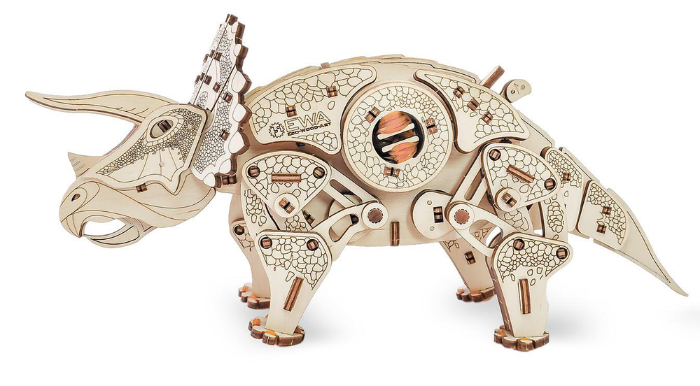 Конструктор деревянный 3D EWA Динозавр Трицератопс