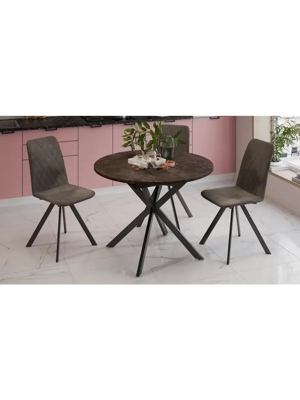 Стол кухонный обеденный круглый раздвижной 100,1х100х75 см