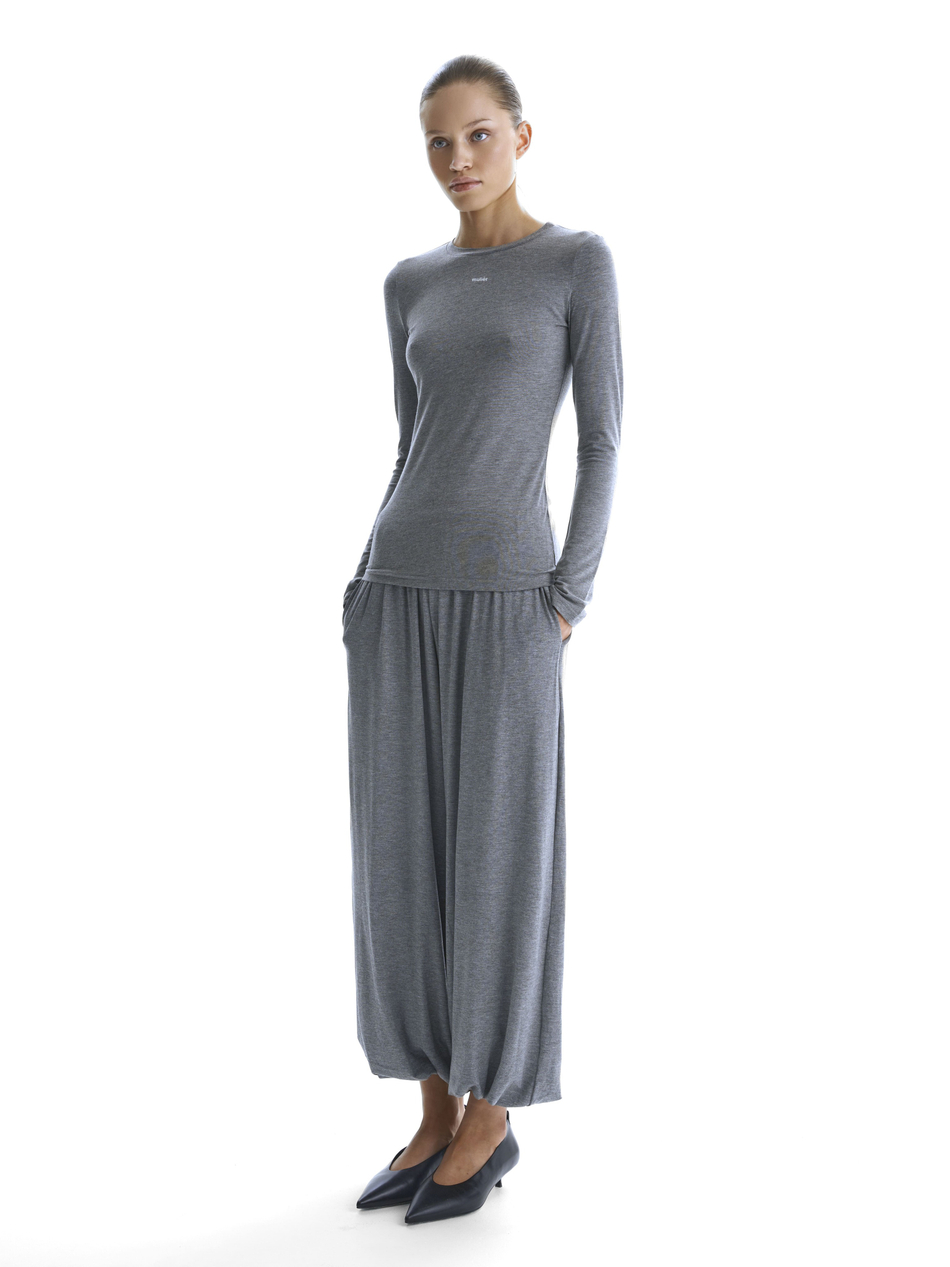 Лонгслив приталенный серый