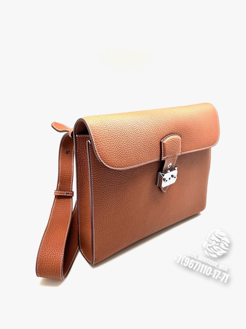 Сумка через плечо Hermes мессенджер карамельная