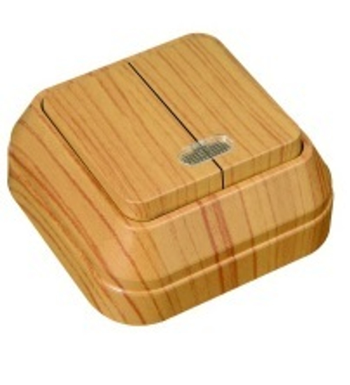 Выключатель 2-кл ОУ дуб Makel с индикатором