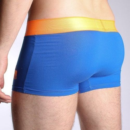 Мужские трусы боксеры синие с оранжевой резинкой Abercrombie&amp;Fitch Blue Boxer