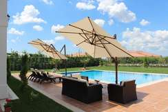 Зонт профессиональный без плит Banana Plus Dickson, 4х4 м, черный, бежевый