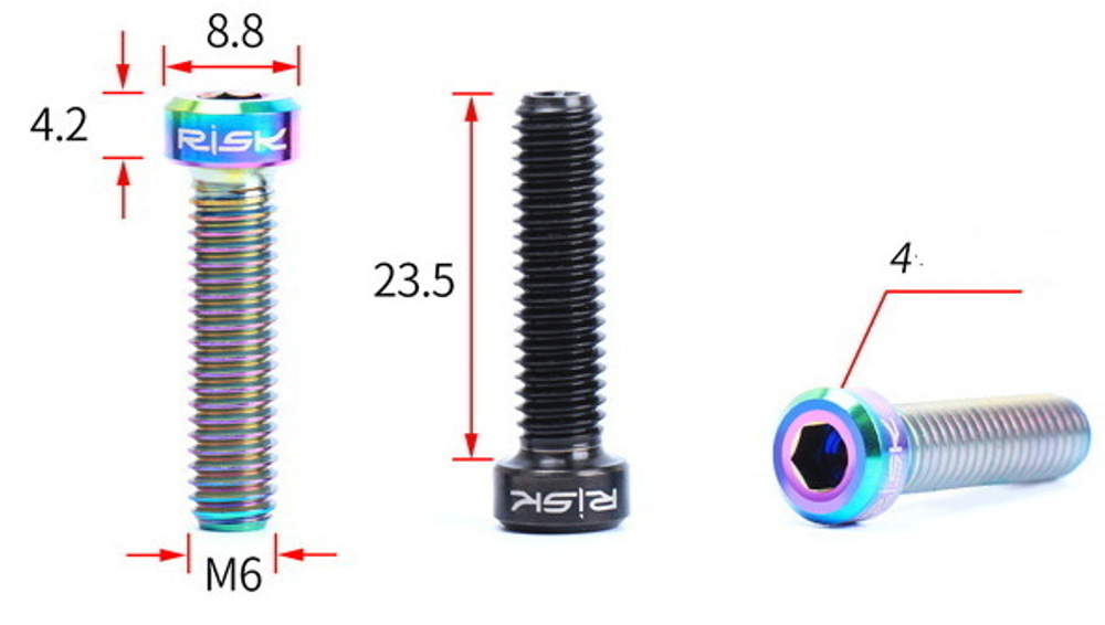 Болт Титановый Risk M6x23.5мм.(полый) серия SL- Petrol