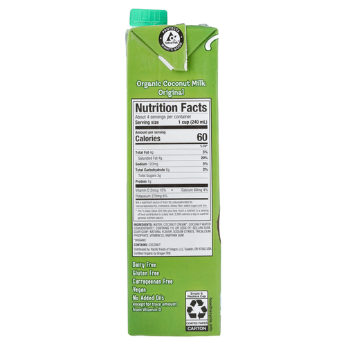 Pacific Foods, органическое кокосовое молоко, 946 мл (32 жидк. унции)