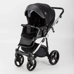 Детская коляска Adamex Cortina Special Edition 3 в 1 CT-401 (ЧЕРН+ЧЕРН.КОЖА+СЕРЕБР.ОТДЕЛКА+СЕРЕБР.РАМА)