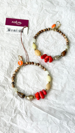 Серьги Nature Bijoux, Tivoli, с яшмой, говлитом, жадеитом и жемчугом, NB25.2-12-90223 (оранжевый)