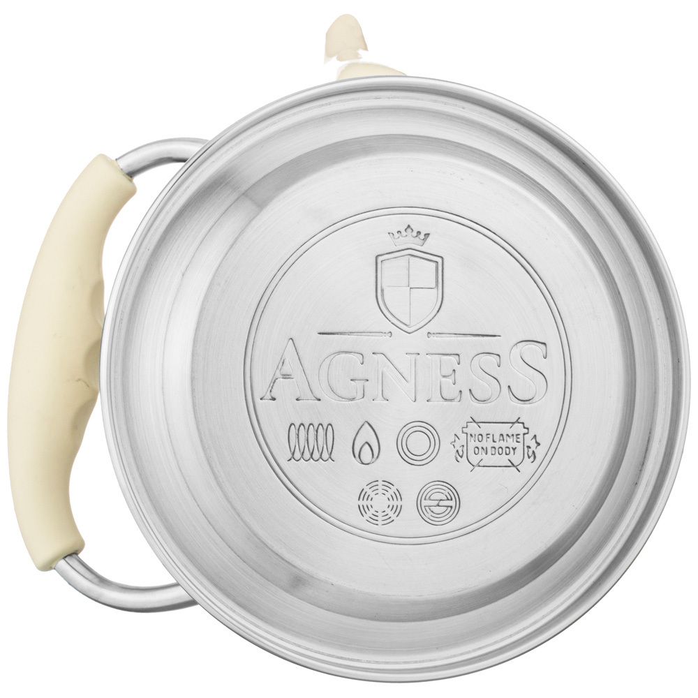 ЧАЙНИК AGNESS С ФИЛЬТРОМ, 1,0 Л C ИНДУКЦИОН. КАПСУЛЬНЫМ ДНОМ И СКЛАДЫВАЮЩЕЙСЯ РУЧКОЙ ЦВЕТ: КРЕМОВЫЙ