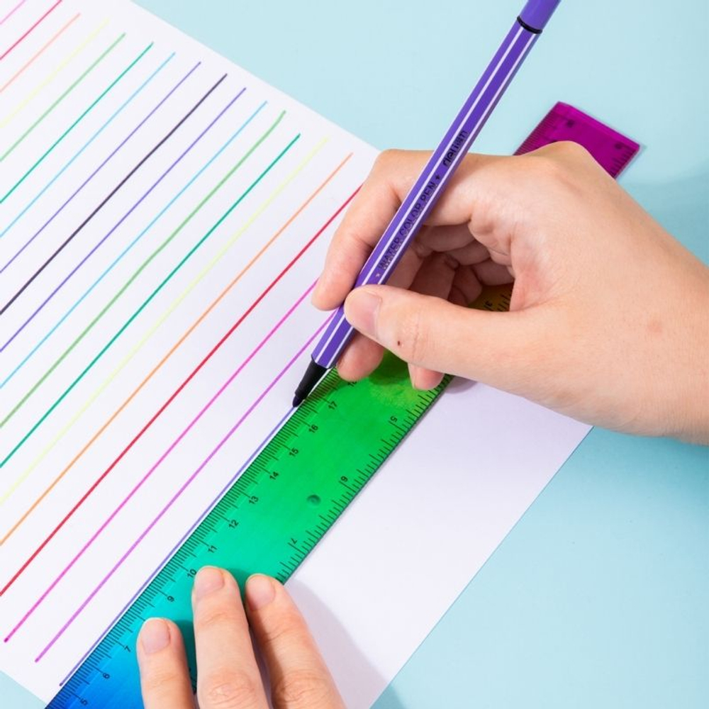 Линейка DELI 30 см, тонированная, ассорти