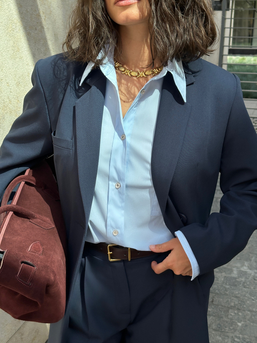 Рубашка из поплина голубая