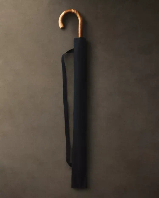 ZARA HOME ЗОНТ С ЧЕХЛОМ И ДЕРЕВЯННОЙ РУЧКОЙ, СИНИЙ