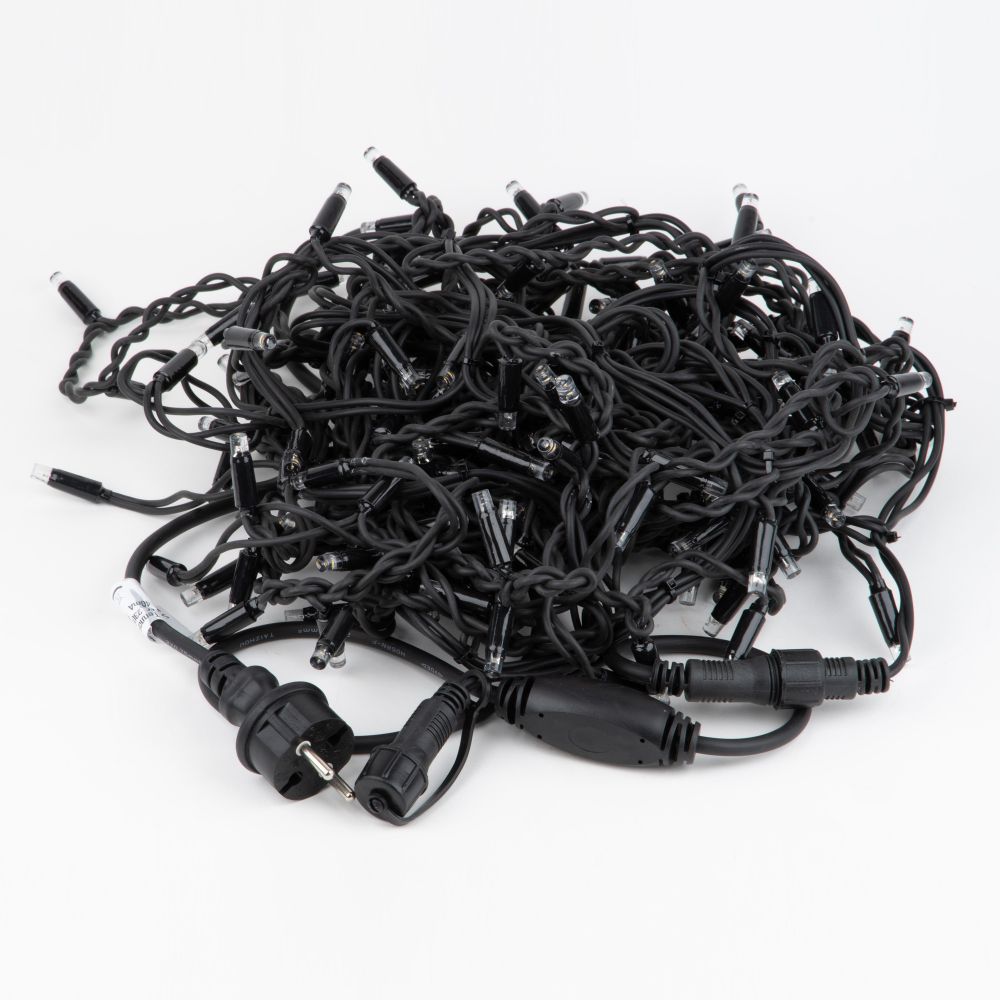 ULD-B3010-200-TBK WARM WHITE IP67 Бахрома светодиодная с эффектом мерцания. 3м. Соединяемая. 200 светодиодов. Теплый белый свет. Провод черный. TM Uniel.