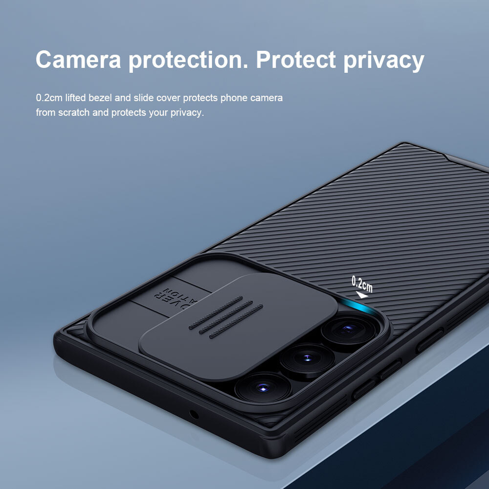 Чехол противоударный от Nillkin для смартфона Samsung Galaxy S23 Ultra, серия CamShield Pro, с защитной шторкой для задней камеры