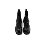 COMELY Sock Boots PU Ankle Boots 5.5cm Women"s Black