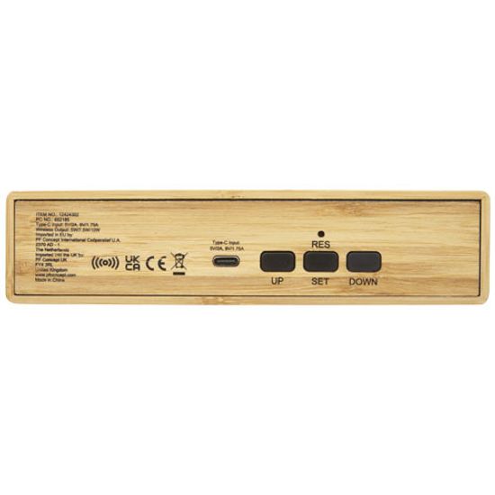 Minata, бамбуковое беспроводное зарядное устройство с часами