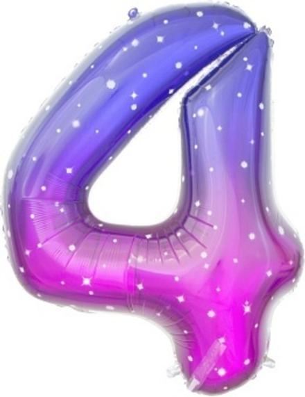К Цифра 4 Сияющий космос Сиреневый Градиент 85 см.