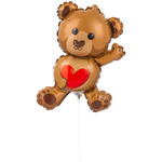 Шар Фольгированный Мишка с сердцем (Коричневый)