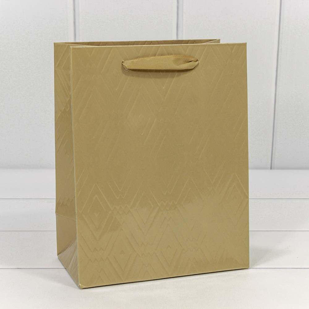 Пакет подарочный 18х23х10см Премиум "Элегант" (Золотой)