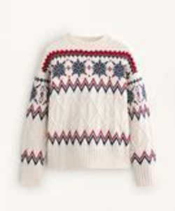 Oysho Вязаный свитер «Снежинки», экрю