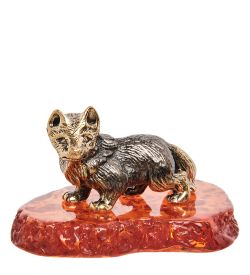 Народные промыслы AM-1565 Фигурка «Лисенок» (латунь, янтарь)