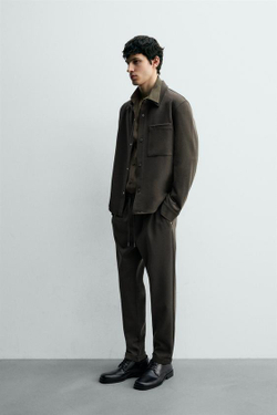 ZARA БРЮКИ-ДЖОГГЕРЫ NON IRON КОМФОРТНОЙ ПОСАДКИ, ЗЕЛЕНЫЙ МЕЛАНЖ