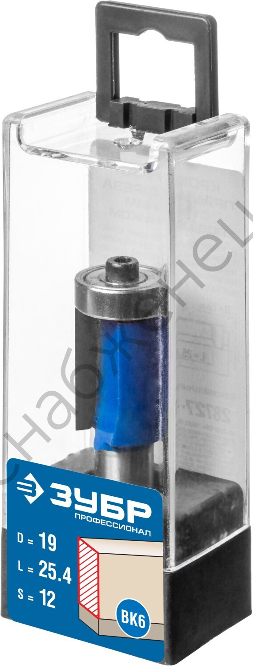 ЗУБР 19x25.4мм, хвостовик 12мм, фреза кромочная с нижним подшипником