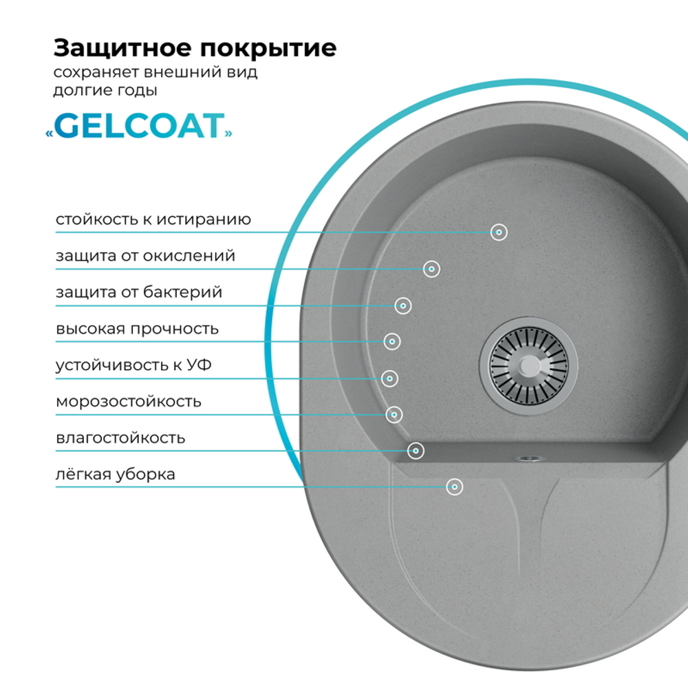 Мойка POLYGRAN ATOL-620 серый №14