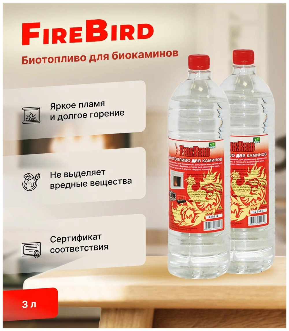 18 литров Биотопливо для биокаминов FireBird 18 литров (12 бутылок по 1,5 литра)