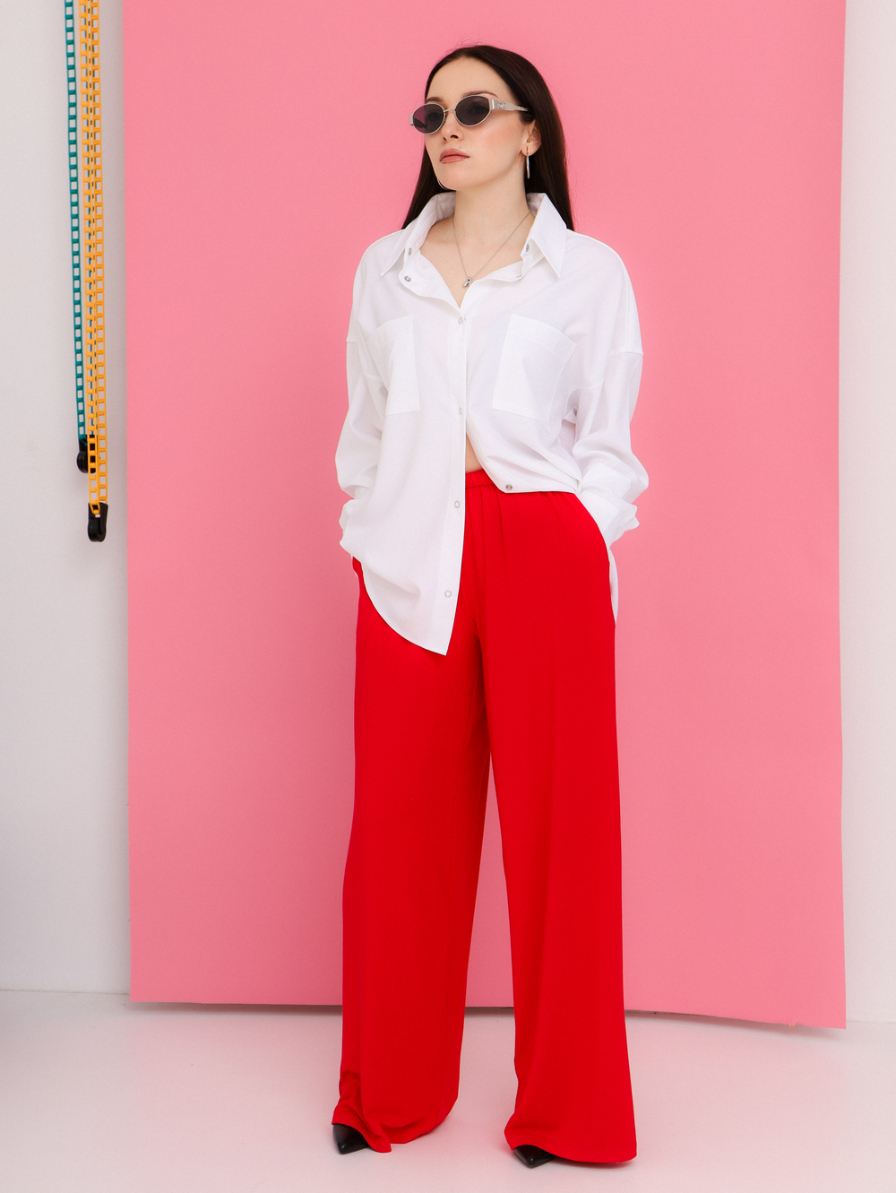 Брюки Вискоза, красные