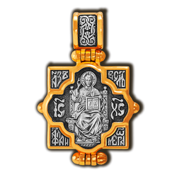 Иисус Христос на троне и Божья Матерь Всецарица. Мощевик нательный.
