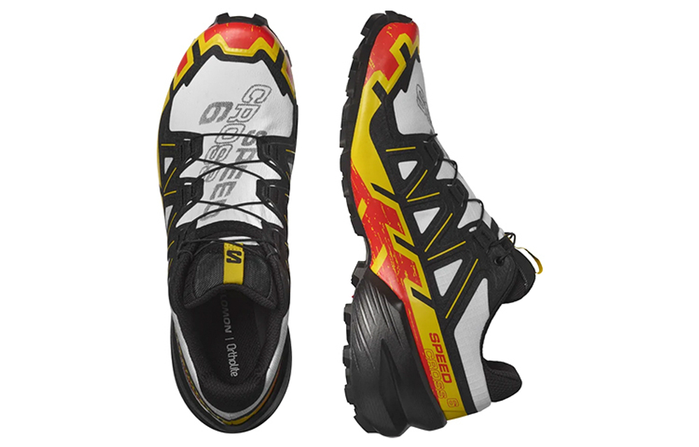 Salomon Speedcross 6 low-cut grip non-slip outdoor functional shoes black and white yellow