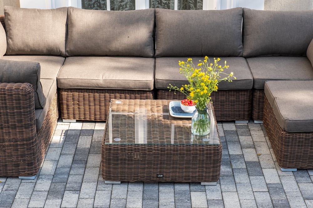 "Лунго" трансформирующаяся лаунж-зона из искусственного ротанга, цвет коричневый