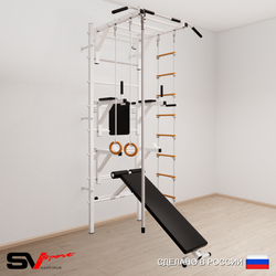 Шведская стенка Sv Sport усиленная 627 (Турник рукоход/Брусья/Стойка/Скамья/Канат/Кольца/Лестница)
