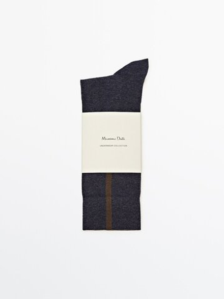 Massimo Dutti Высокие носки с контрастной полосой, ярко-синий