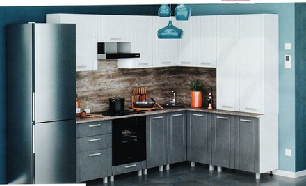 Модульная кухня. Фасад МДФ. Лофт темный-лофт светлый. Корпус ЛДСП белый. Любая комплектация. Стоимость указана без техники