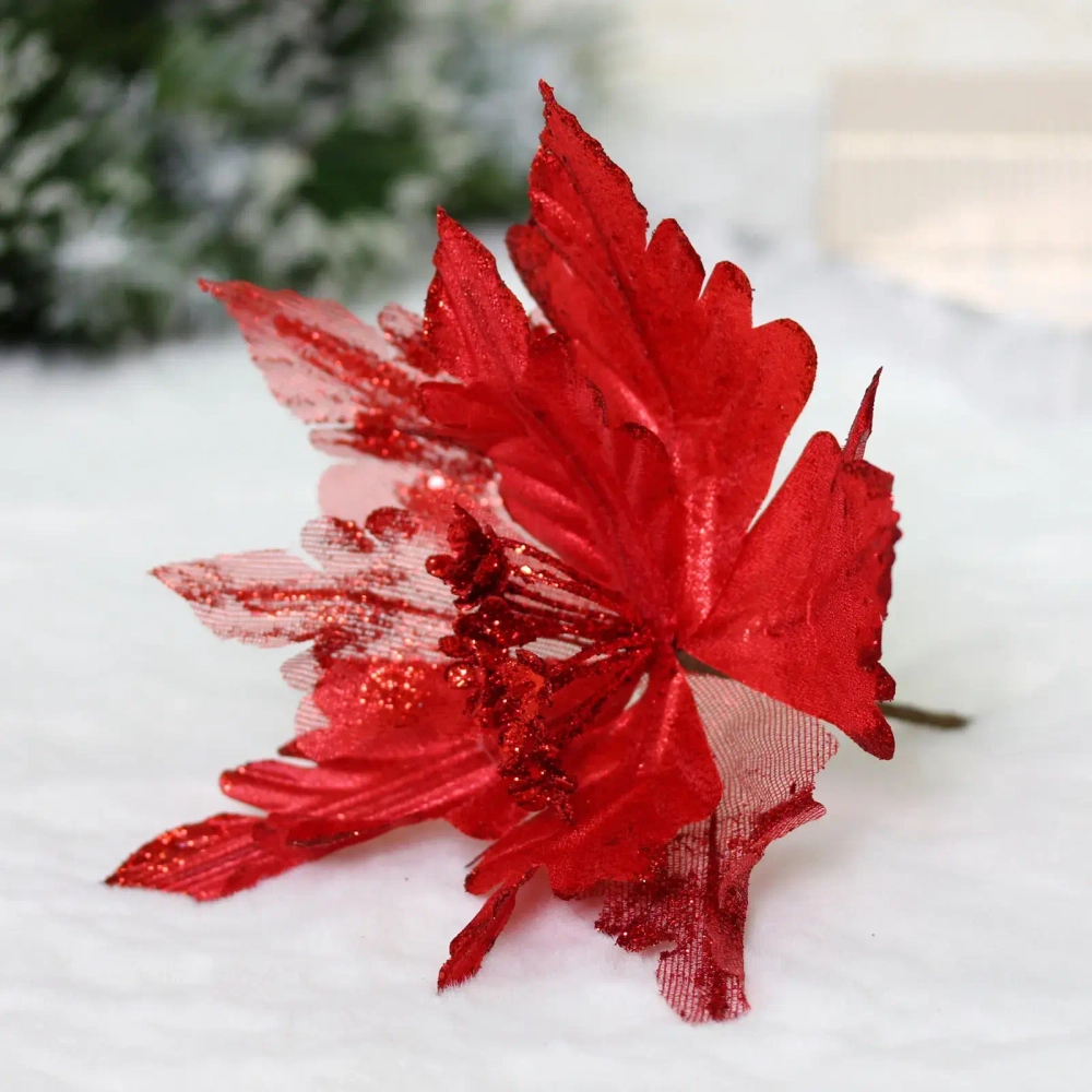 Украшение новогоднее «Пуансеттия - Ночь» 25 см, Красный