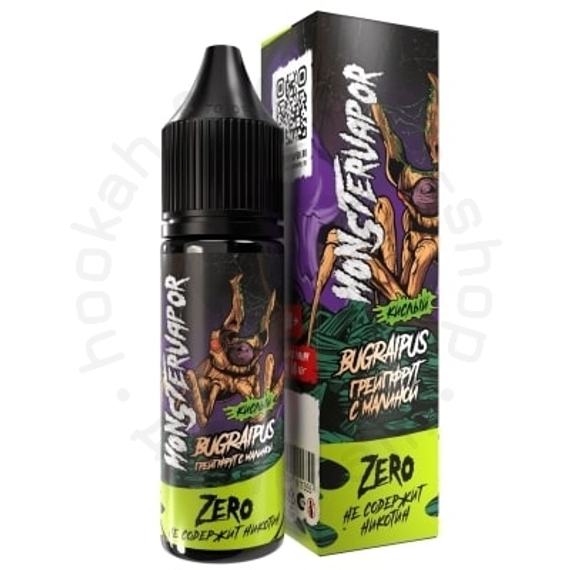 Жидкость MONSTERVAPOR BUGRAIPUS с ароматом грейпфрута с малиной, 0 мг/см³, 30 мл. ZERO.
